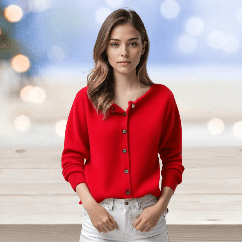 Cardigan donna moda, morbido, bottoni, girocollo a costine, per rimanere al passo con i trend.