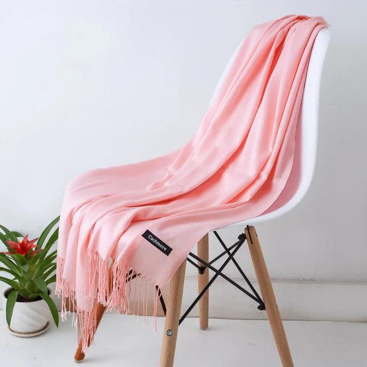 Sciarpa in cashmere premium per donna, con frange artistiche.