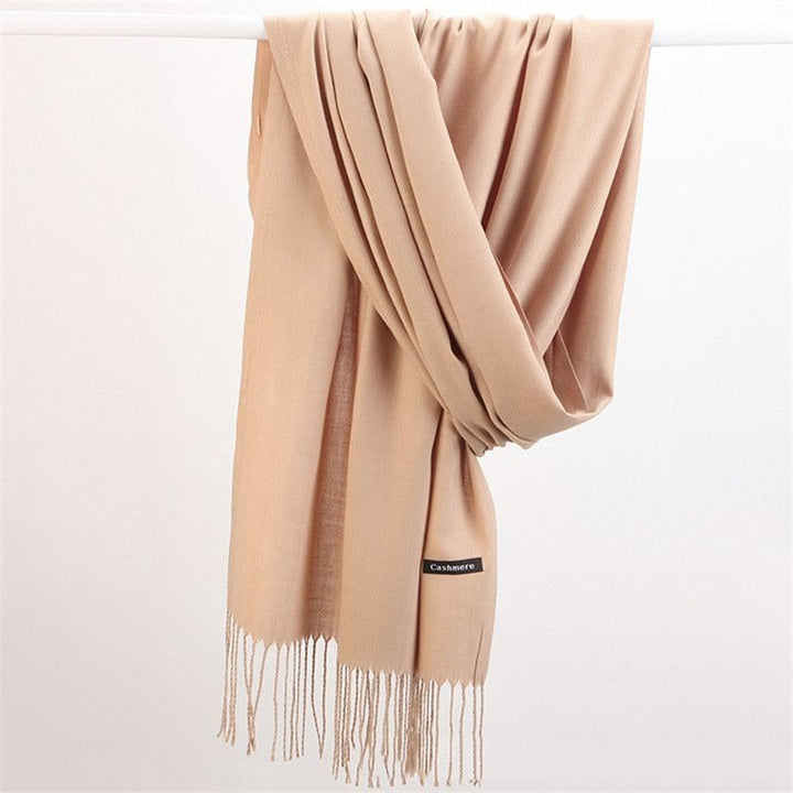 Sciarpa in cashmere di alta qualità per donna, morbida, calda e avvolgente con nappe.