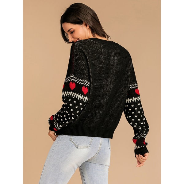 Elegante maglione donna natalizio con renna, Fair Isle e girocollo. Regalo di Natale perfetto e festivo.