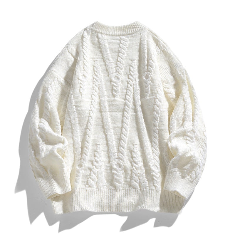 Maglione oversize da donna con distintive trecce e girocollo. Ottimo per vestibilità comoda, casual o elegante.
