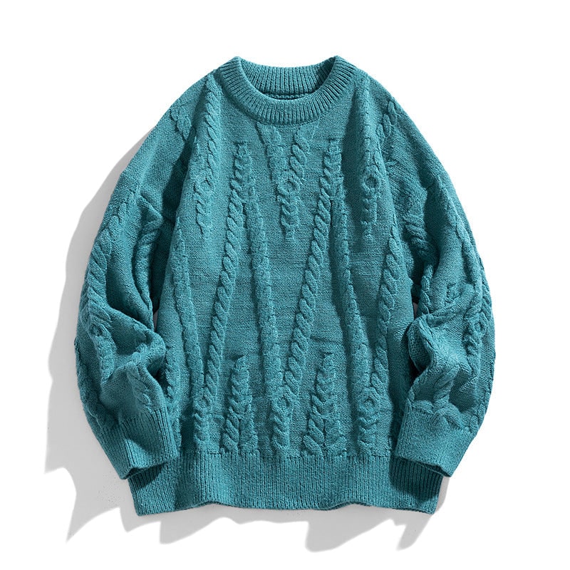Maglione donna oversize con girocollo e lavorazione a trecce. Perfetto per un look comodo e casual in inverno.