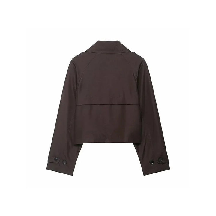 Cappotto doppiopetto corto donna, stile elegante per tendenza inverno. Soprabito versatile per moda femminile autunnale.