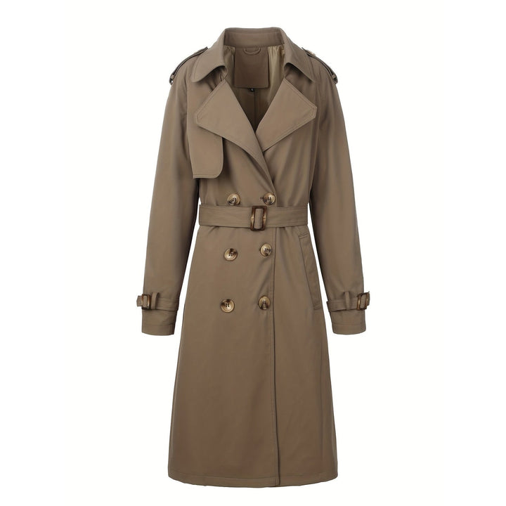 Elegante trench donna con ampi revers, cintura regolabile e chiusura doppiopetto. Stile sofisticato.