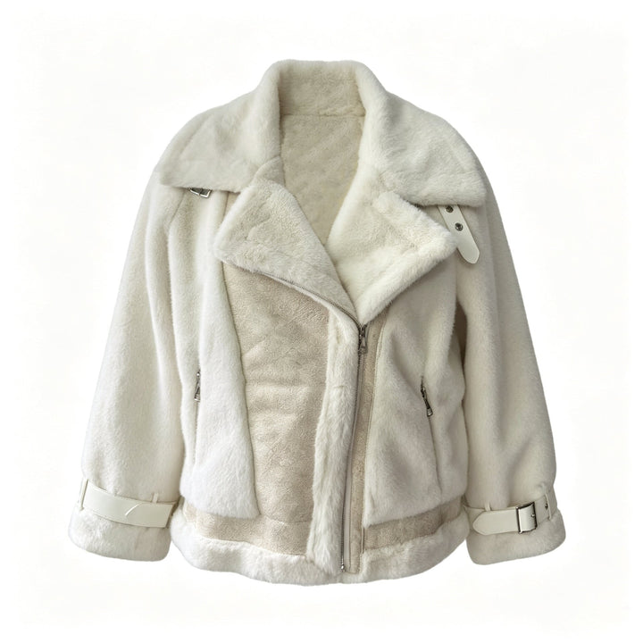 Giacca donna aviator calda, revers ampi, finiture a contrasto. Perfetta per look invernale elegante e chic.