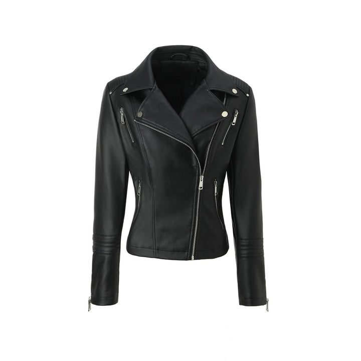 Giacca donna, modello biker, con zip asimmetrica e spalle trapuntate. Eleganza e stile rock per ogni occasione.