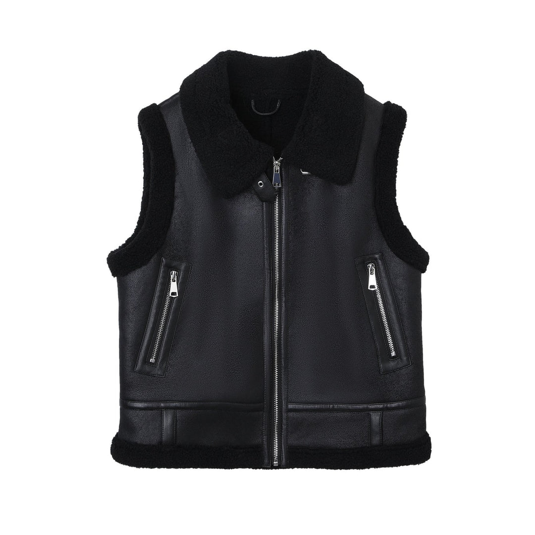 Gilet donna aviatore moderno con cerniera e collo regolabile con fibbia, aggiunge un tocco di eleganza casual al tuo look.