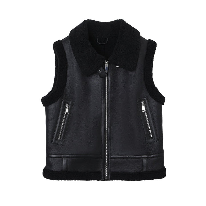 Gilet donna aviatore moderno con cerniera e collo regolabile con fibbia, aggiunge un tocco di eleganza casual al tuo look.