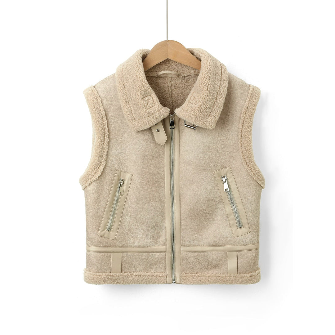 Gilet donna aviatore con zip, collo con fibbia. Stile versatile e trendy per l'abbigliamento femminile autunnale/invernale.