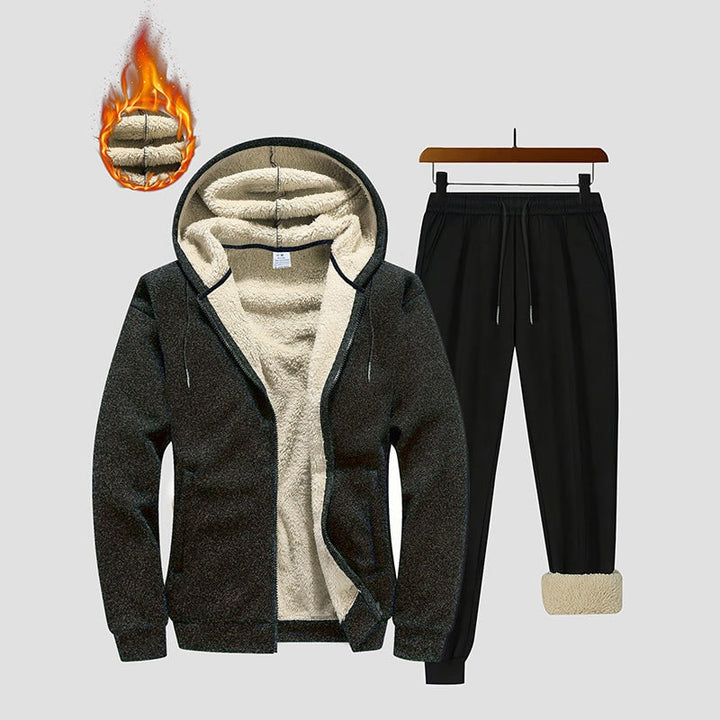 Tuta da donna calda e moderna, due pezzi. Include felpa con zip e cappuccio, più pantaloni lunghi per ogni occasione.