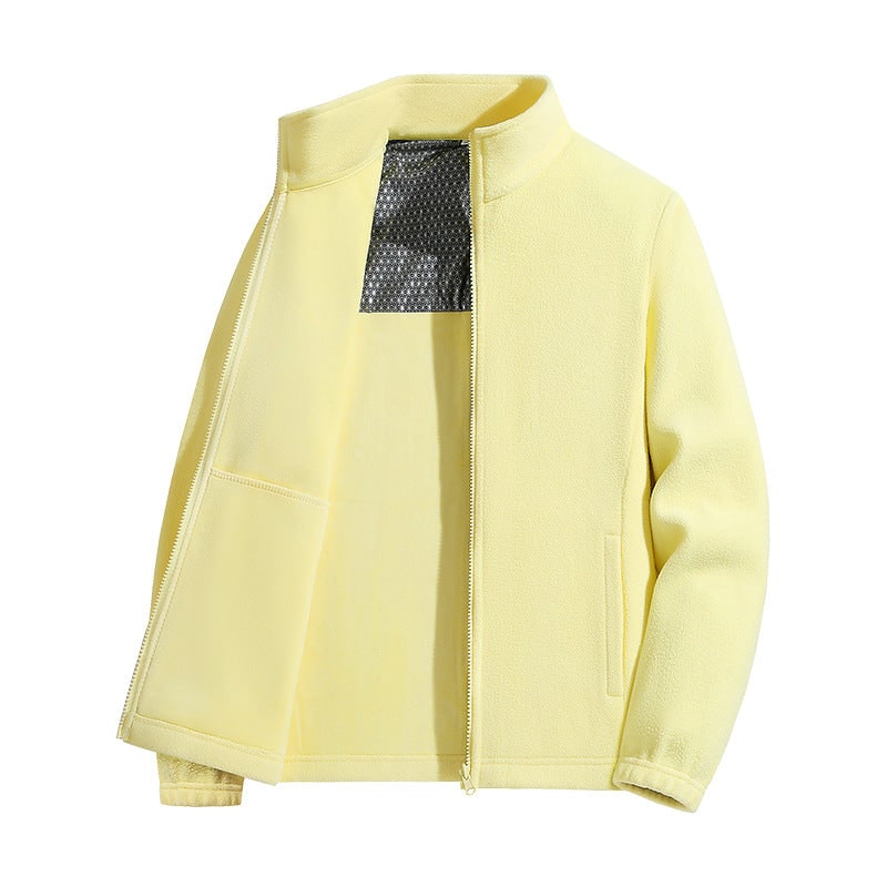 Giacca da donna casual con zip integrale, collo alto e tasche laterali, perfetta per autunno/inverno.