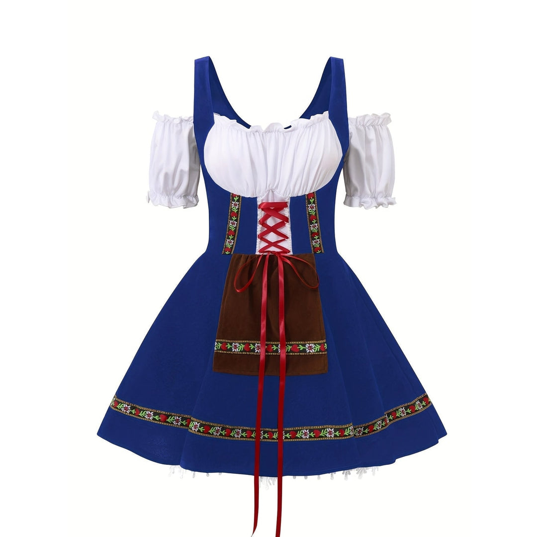 Costume da donna Dirndl per Oktoberfest, design autentico bavarese con dettagli tradizionali.