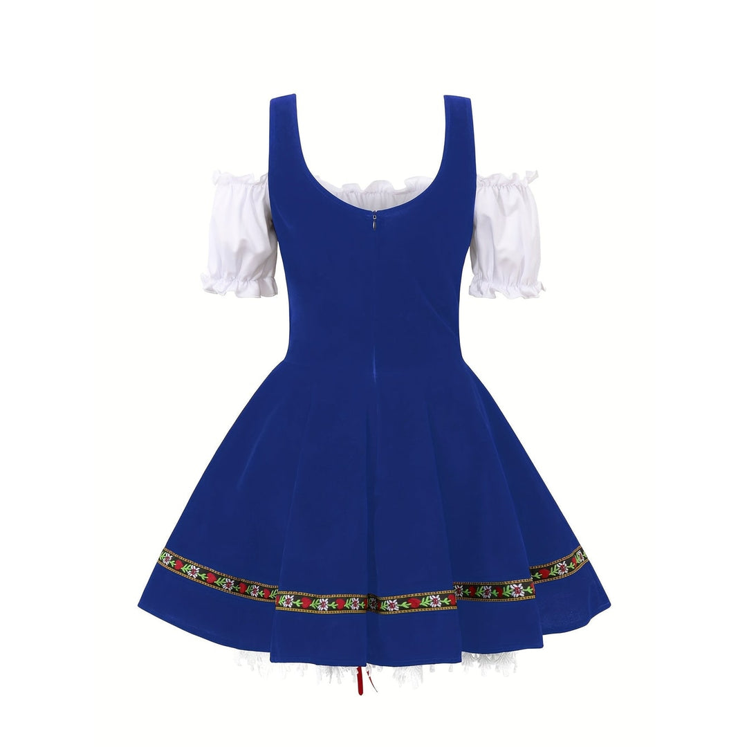 Elegante Dirndl donna con corpetto aderente e gonna, perfetto per eventi a tema bavarese e feste.