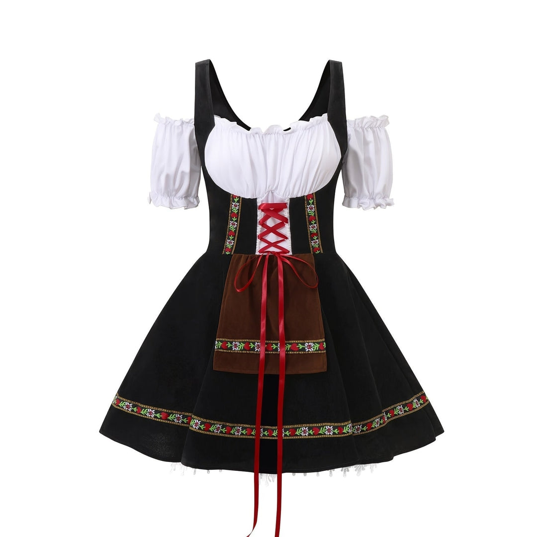 Abito Dirndl da festa bavarese, design tradizionale con corpetto e grembiule. Perfetto per celebrazioni.