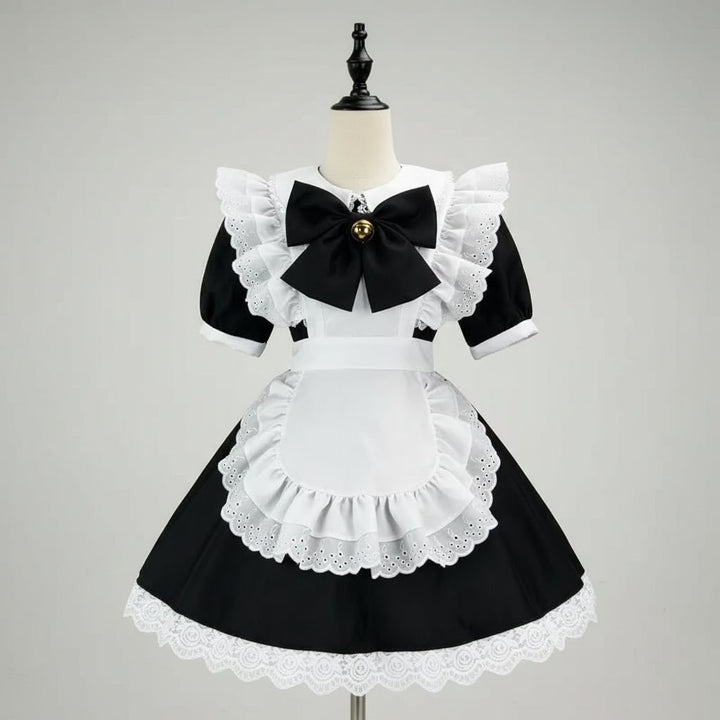 Travestimento donna da cameriera per Halloween, ideale per cosplay, con grembiule e colletto in pizzo.
