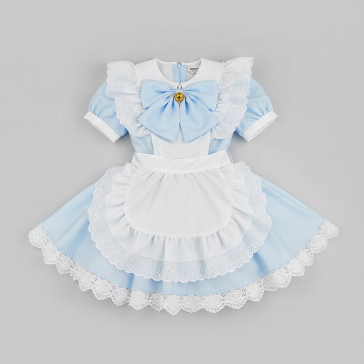 Abito da cameriera per Halloween donna, completo di grembiule, colletto in pizzo e maniche a sbuffo.