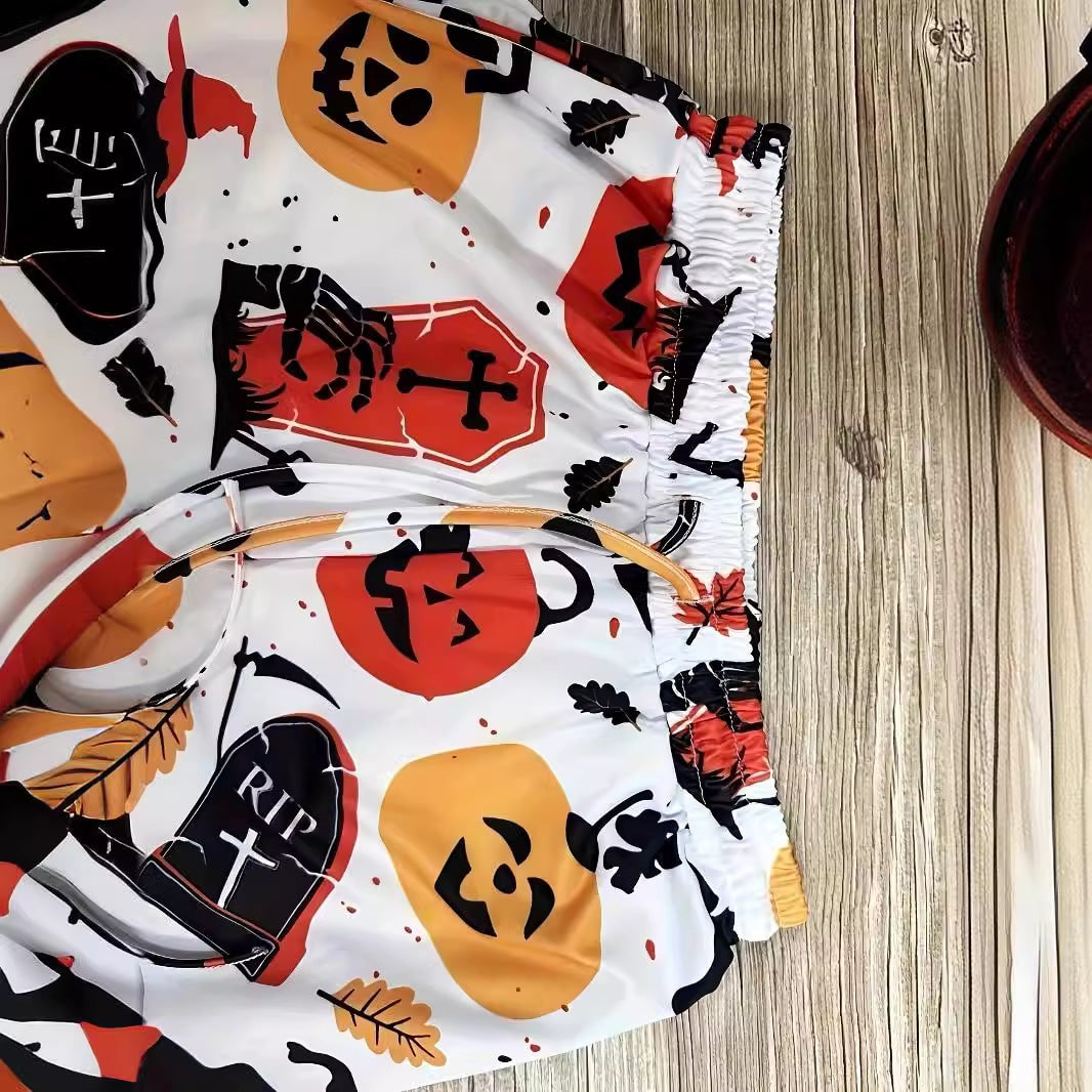 Pantaloni tuta jogger Halloween donna, design festivo con stampa di zucche e streghe per un look unico.