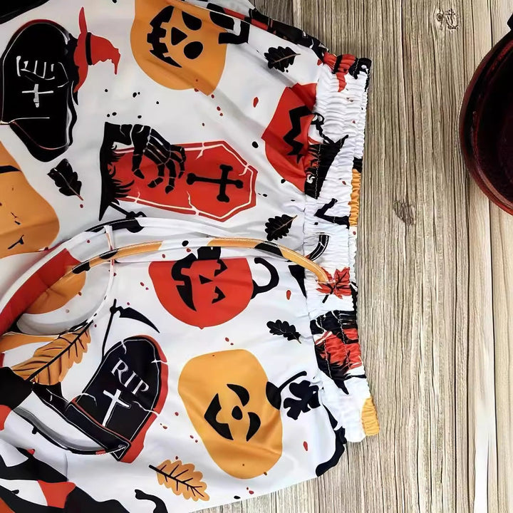 Pantaloni tuta jogger Halloween donna, design festivo con stampa di zucche e streghe per un look unico.