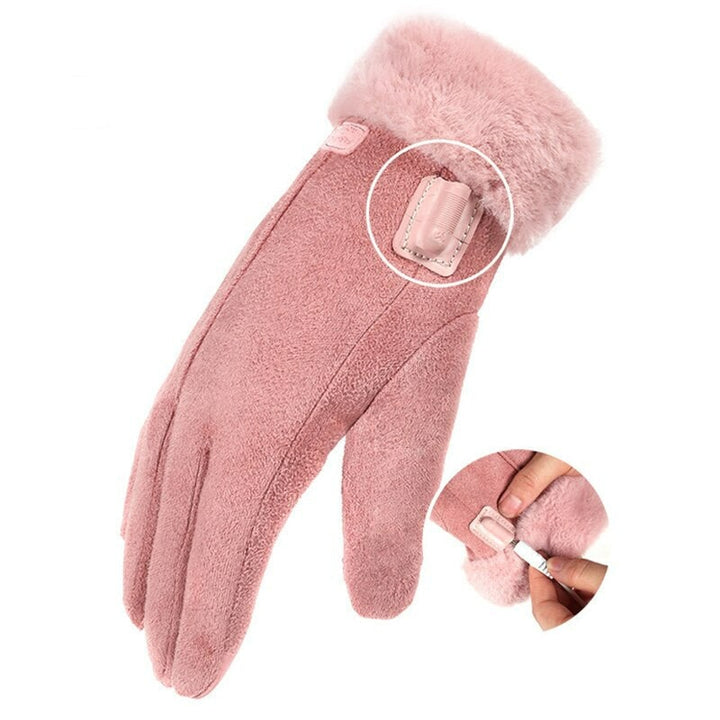 Accessorio caldo essenziale: guanti riscaldati da donna con polsini morbidi, perfetti per passeggiate invernali.