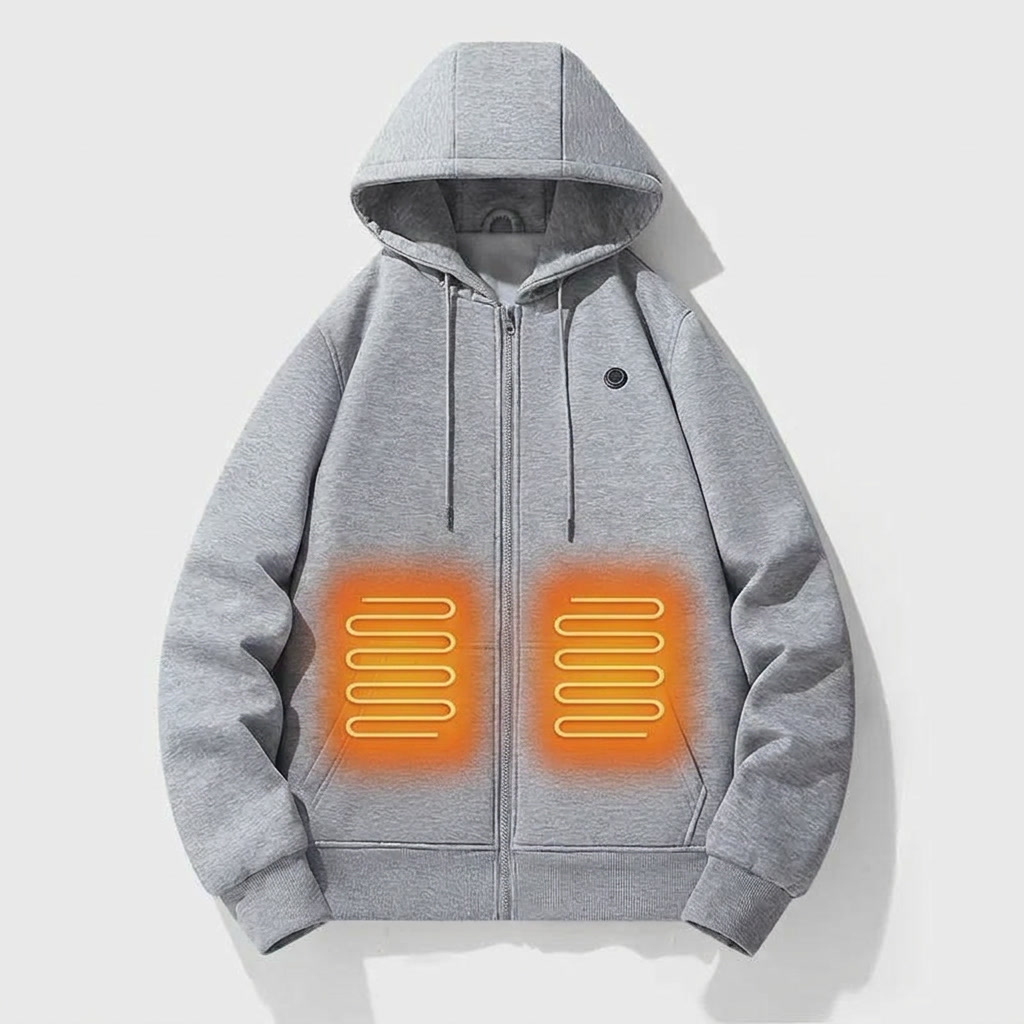 Gilet felpa riscaldata da donna con zip e tasca marsupio, ideale per il comfort invernale.