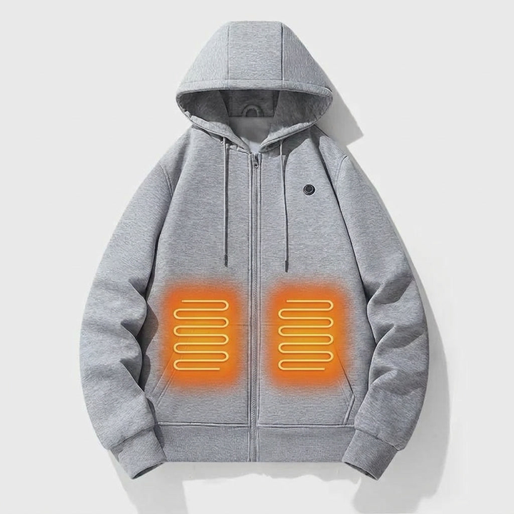 Gilet felpa riscaldata da donna con zip e tasca marsupio, ideale per il comfort invernale.