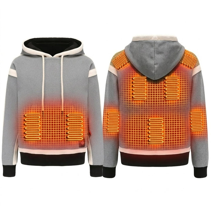 Felpa riscaldata donna a casa, relax. Abbigliamento riscaldato USB per comfort casual e calore in inverno.