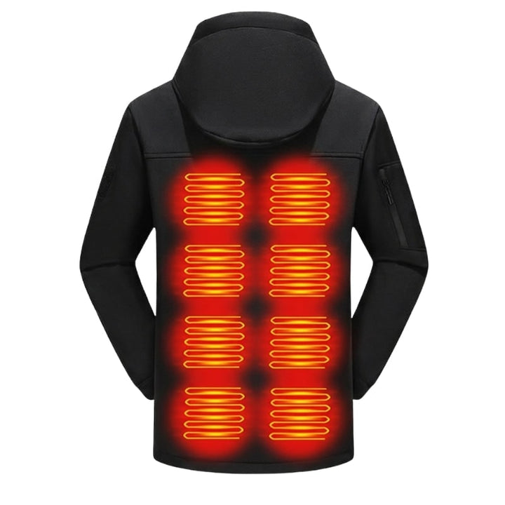 Giacca riscaldata da donna leggera con cappuccio e USB, perfetta per viaggi e avventure outdoor in inverno.