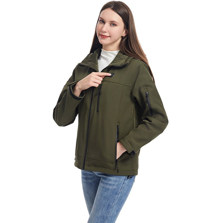 Fodera interna di giacca riscaldata da donna con tecnologia USB, comfort termico per inverno e attività outdoor.