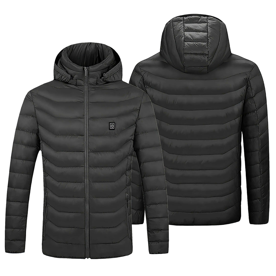 Cappotto riscaldato da donna, piumino con cappuccio. Abbigliamento termico antifreddo ideale per il freddo inverno.