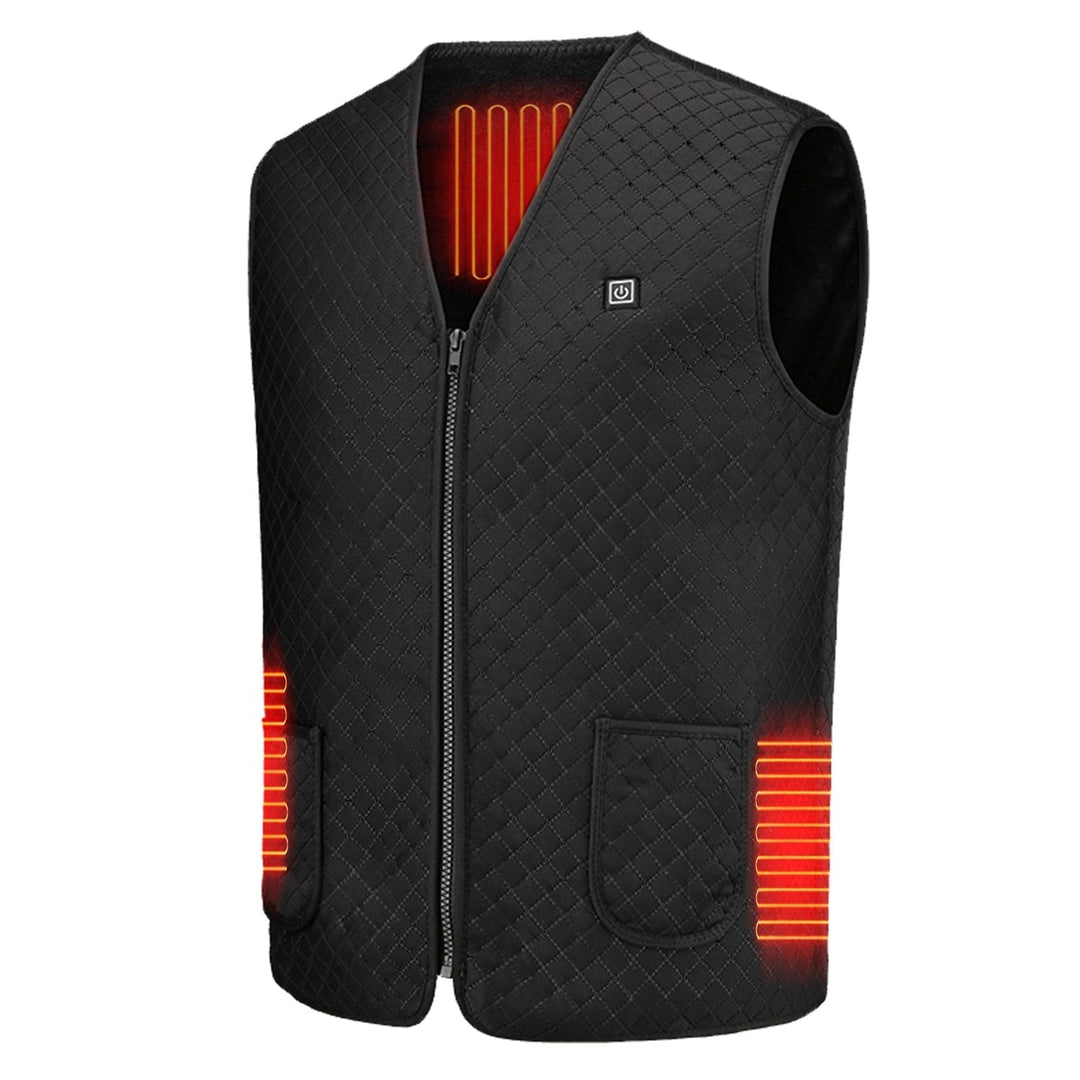 Donna indossa gilet riscaldato slim fit per pendolarismo invernale, stile elegante e calore USB garantito.