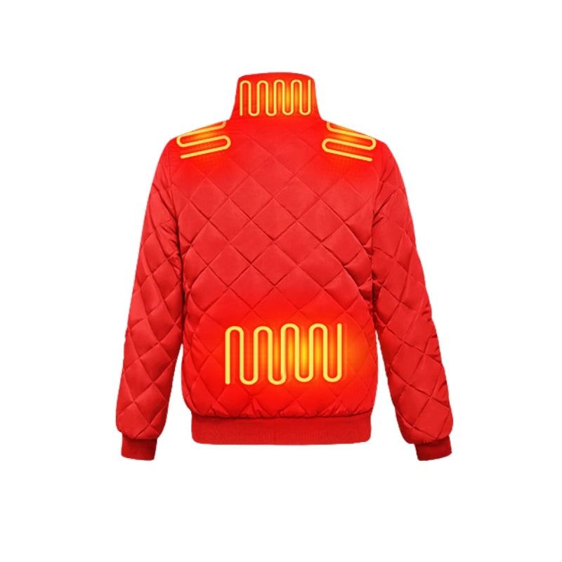 Giacca bomber riscaldata trapuntata donna con collo alto, unisce moda invernale, calore e comfort nel freddo.