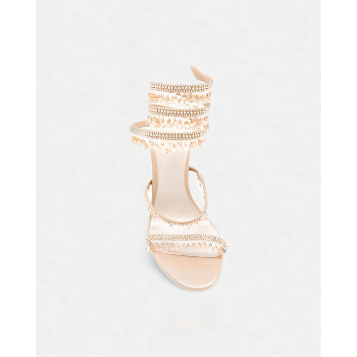 Scarpe da sera donna stiletto, con brillanti nappe e cinturino alla caviglia. Tacco alto.