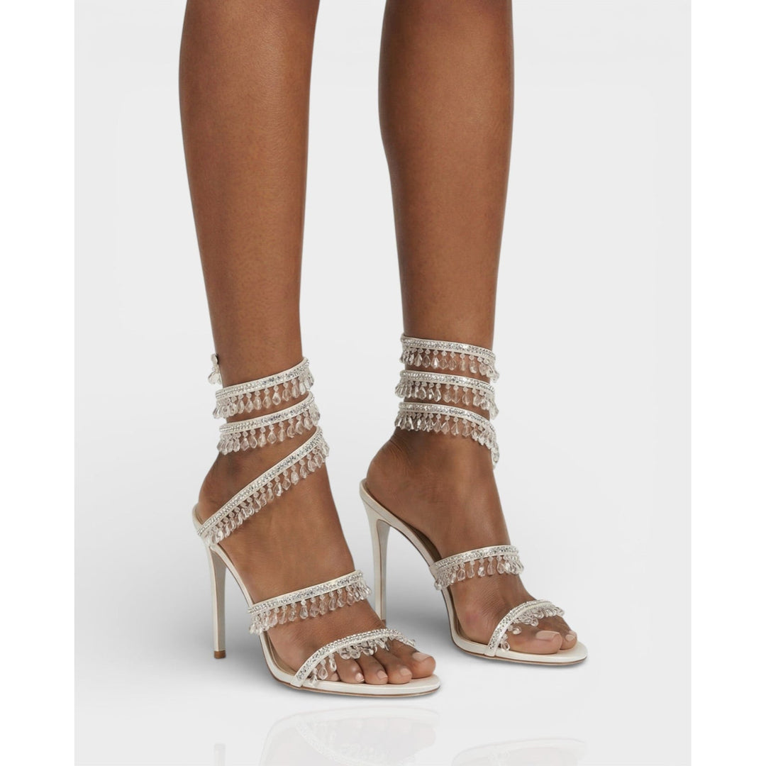 Stiletto donna con tacco alto, nappe brillanti e cinturino alla caviglia. Perfette per occasioni.