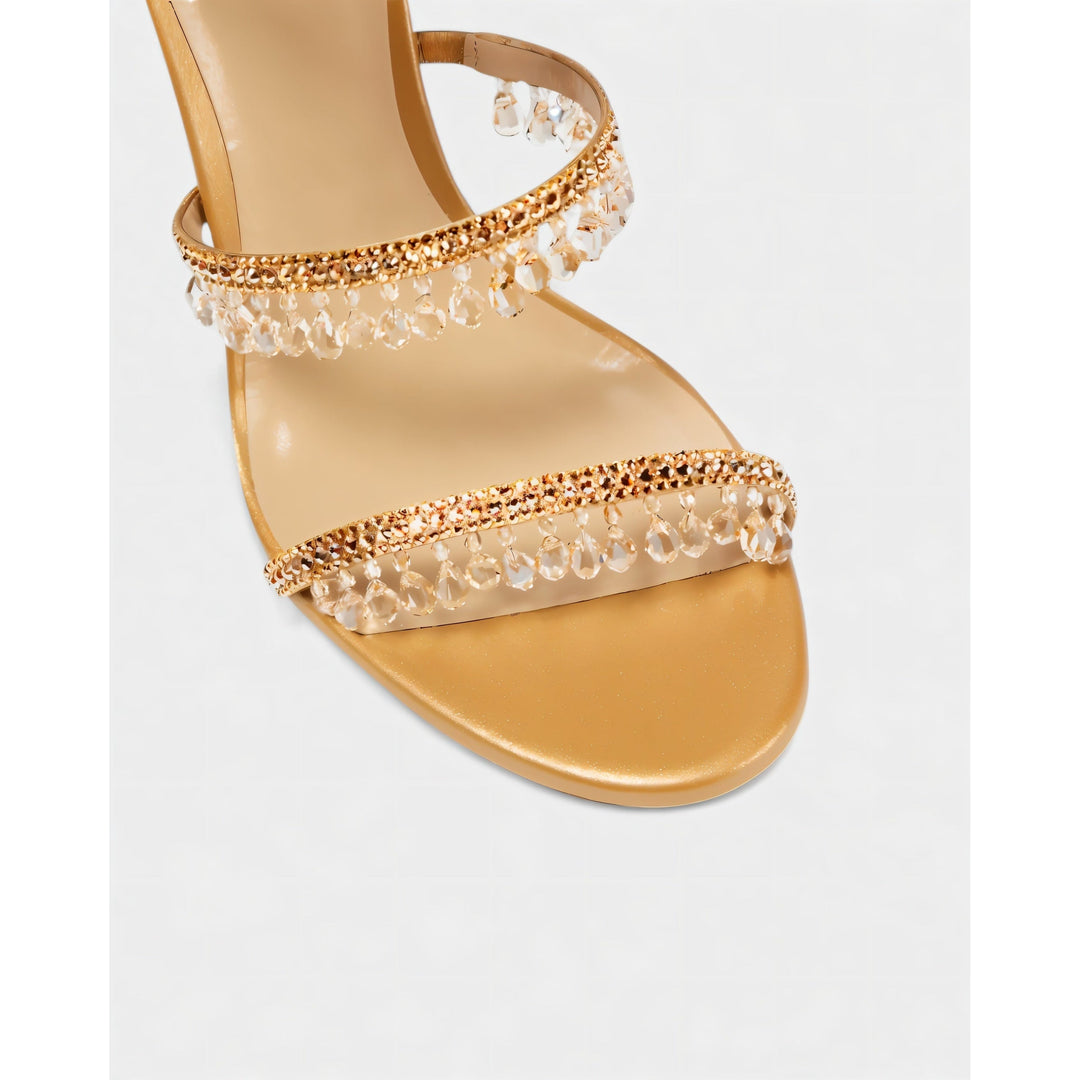 Tacchi a spillo donna con nappe brillanti, fascetta caviglia. Ideali per serate speciali.