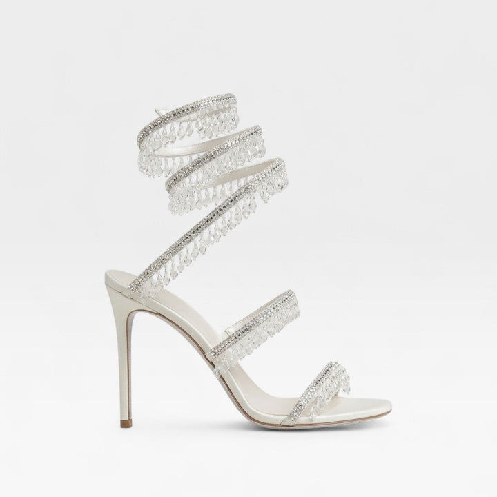 Tacchi a spillo donna glamour, con cinturino a spirale scintillante e cristalli per un look indimenticabile.
