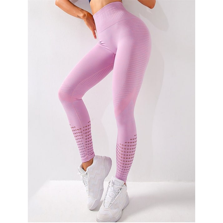 Leggings yoga donna vita alta, compressione e perforazioni traspiranti. Ideali per fitness e sport.