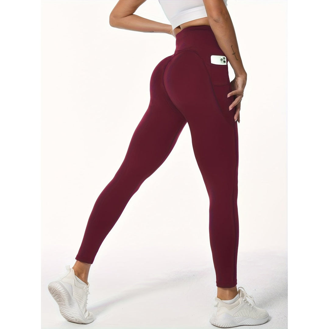 Leggings a vita alta da donna neri con tasche, ideali per allenamento, yoga, fitness e palestra.