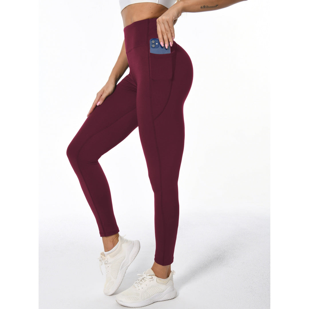 Leggings comodi da donna elasticizzati con tasche, perfetti per yoga, fitness e allenamento sportivo.
