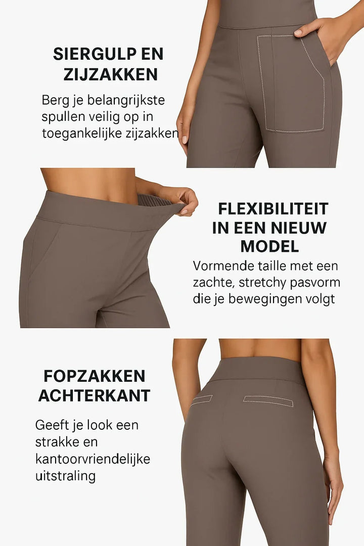 Pantaloni donna, modello vita alta e gamba larga, un must-have comodo ed elegante con tasche.