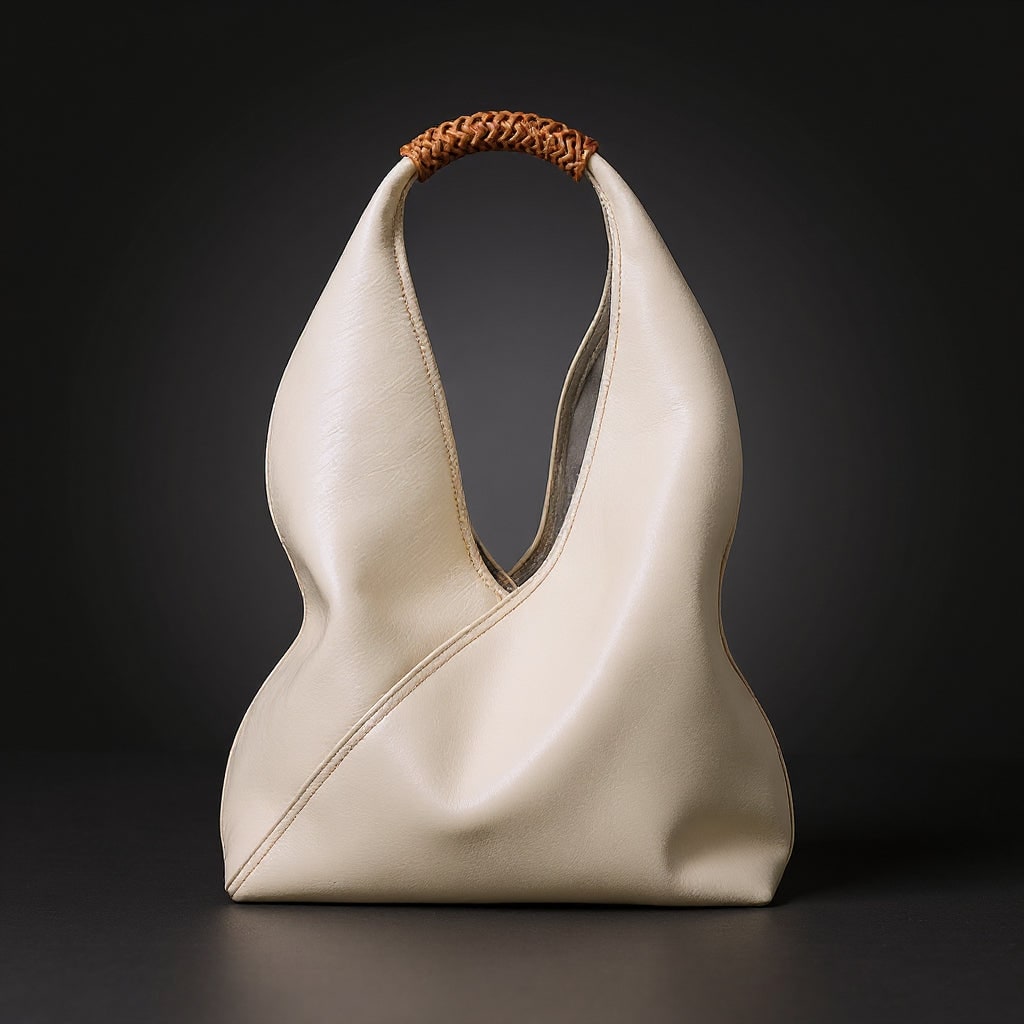 Borsa hobo da donna in pelle mostrata con tracolla regolabile, perfetta come borsa a spalla o crossbody.