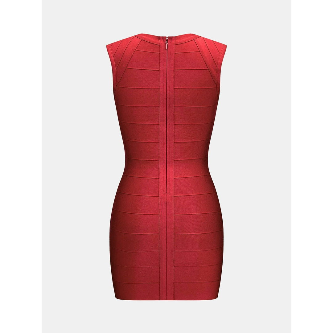 Abito bodycon donna attillato, mini lunghezza, con scollo a V profondo. Un vestito corto e seducente per eventi serali.