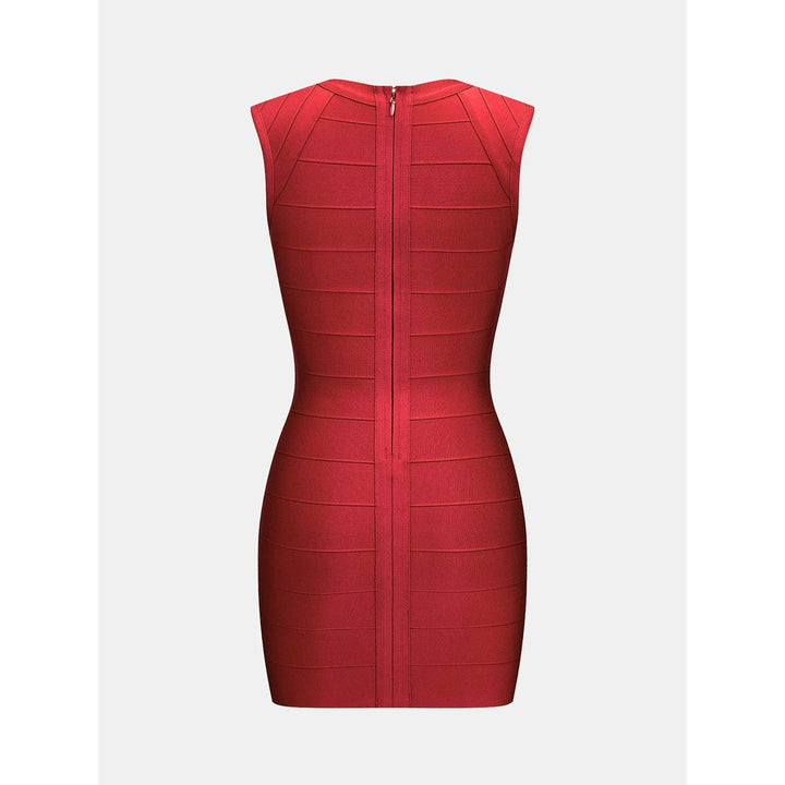 Abito bodycon donna attillato, mini lunghezza, con scollo a V profondo. Un vestito corto e seducente per eventi serali.