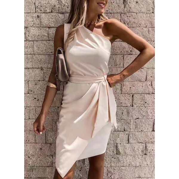 Vestito donna midi elegante monospalla, perfetto per cerimonie, feste e invitate a matrimoni. Stile estivo chic.