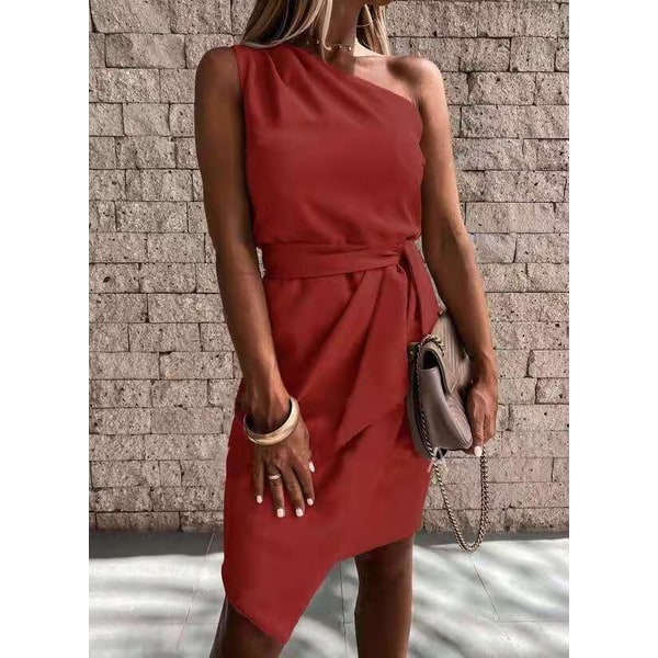 Abito elegante donna midi monospalla per cerimonie, lauree e cocktail party. Design raffinato e vestibilità comoda.