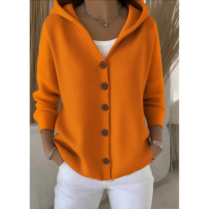 Cardigan donna lungo con cappuccio, un maglione femminile oversize per stile e calore autunnale.