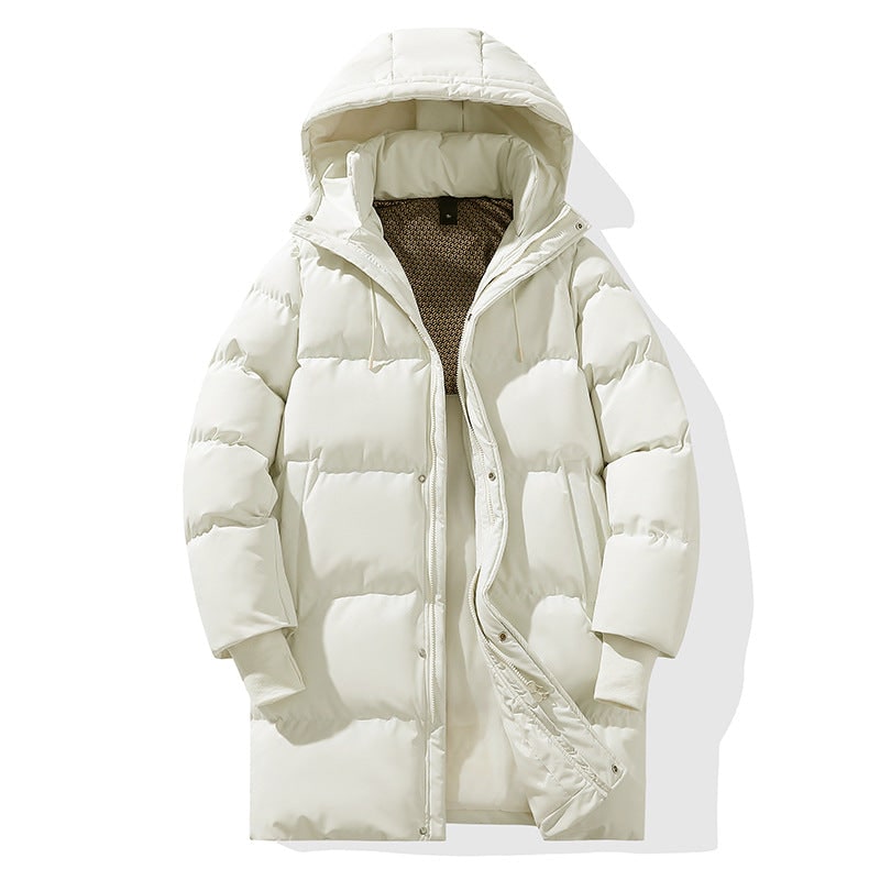 Piumino donna con cappuccio per l'inverno, resistente al freddo, stile casual e moderno, con polsini a costine.