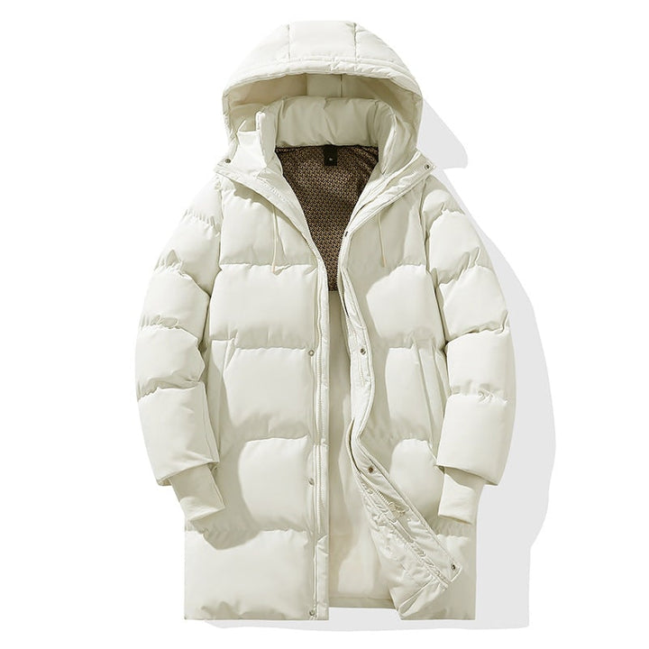 Piumino donna con cappuccio per l'inverno, resistente al freddo, stile casual e moderno, con polsini a costine.