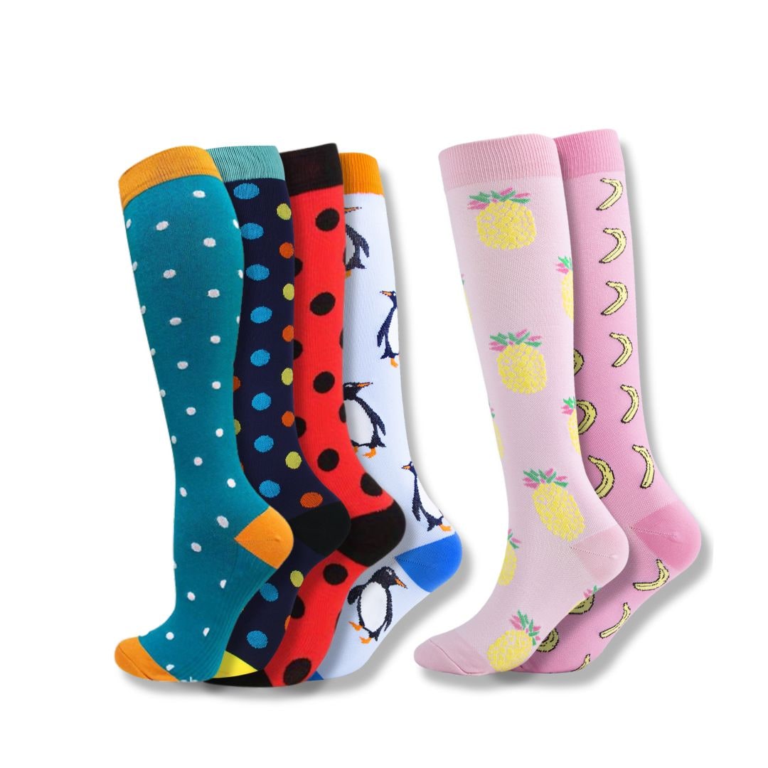 Calze a compressione donna al ginocchio: supporto e sollievo per gambe, ideali per sport e vita dinamica.