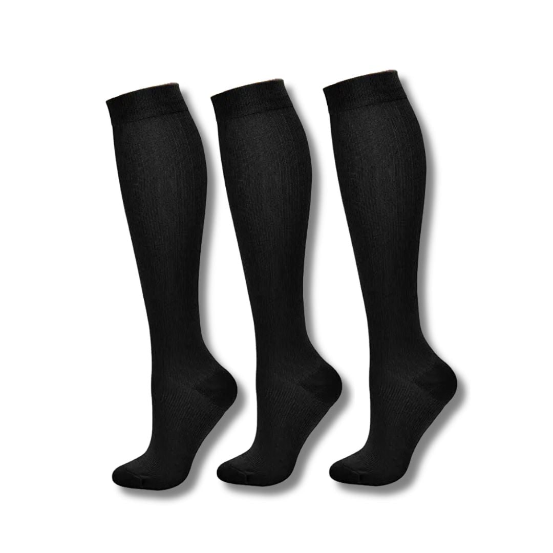 Calze a compressione donna, al ginocchio, ideali per comfort quotidiano e supporto gambe. Multipack.