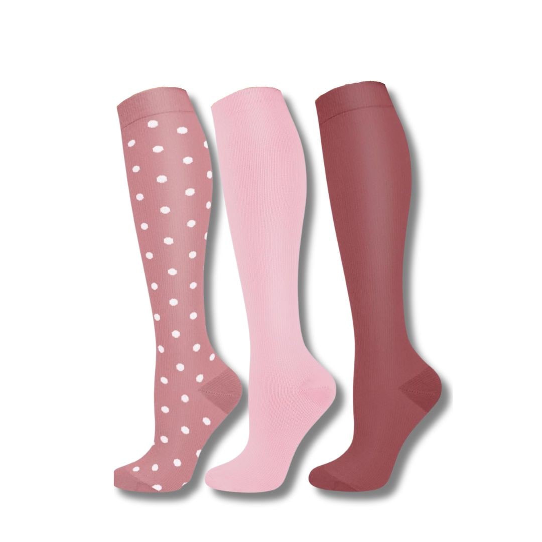 Multipack calze compressione donna al ginocchio: supporto e sollievo per gambe stanche, perfette per viaggi.